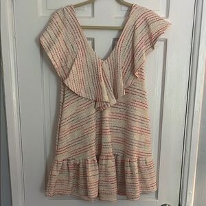 Something Navy Striped Ruffle Dress